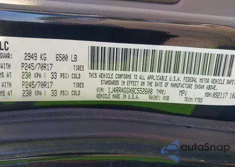 2011 Jeep Grand Cherokee Laredo из США, поврежденный, VIN 1J4RR4GGXBC552608